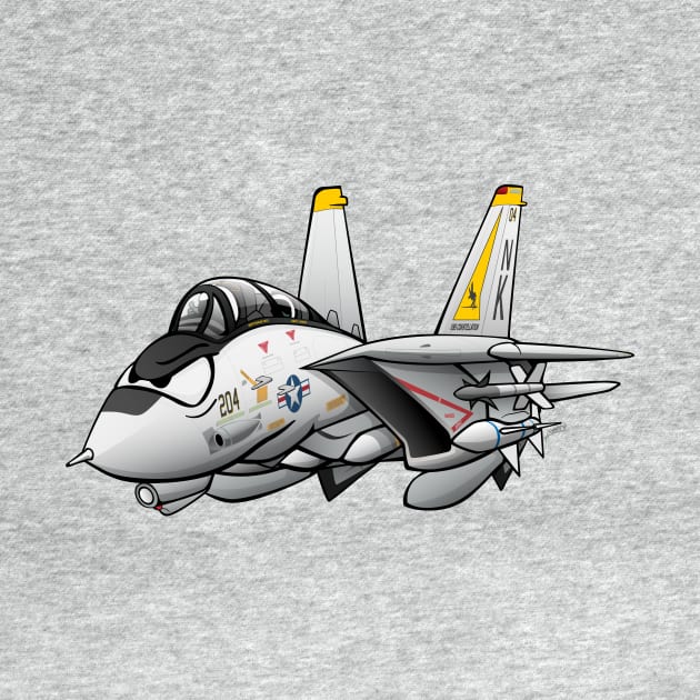 F-14 Tomcat Military Fighter Jet Aircraft Cartoon Illustration by hobrath